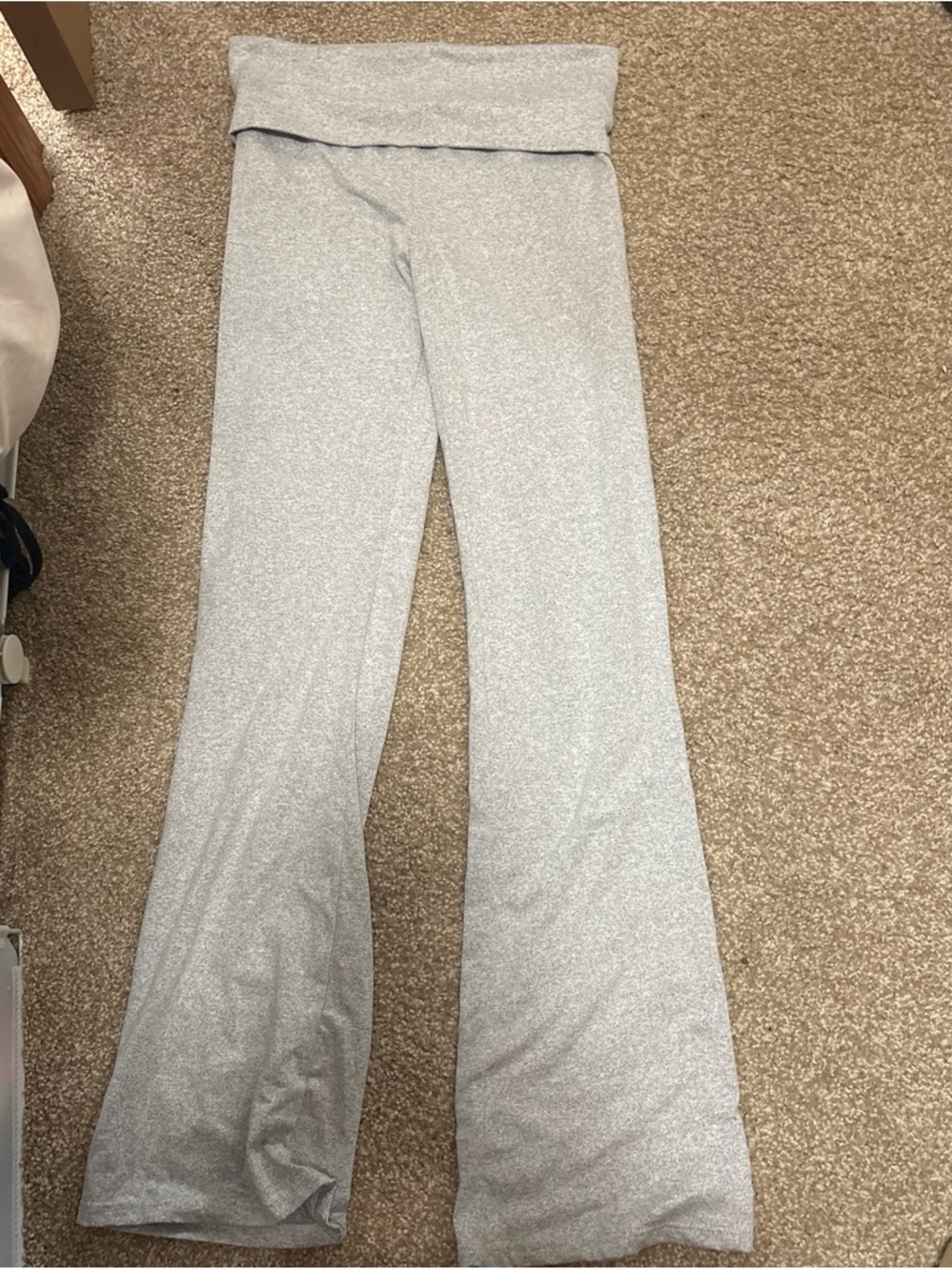 Silver Fold-Over Waist Yoga Pants for Women